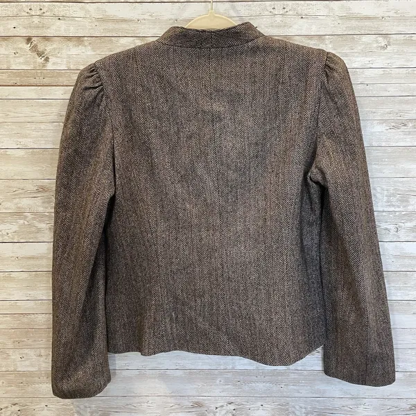 Vintage Peabody House Womens 13/14 Blazer Herringbone Brown Wool‎ Blend Lined - Image 4