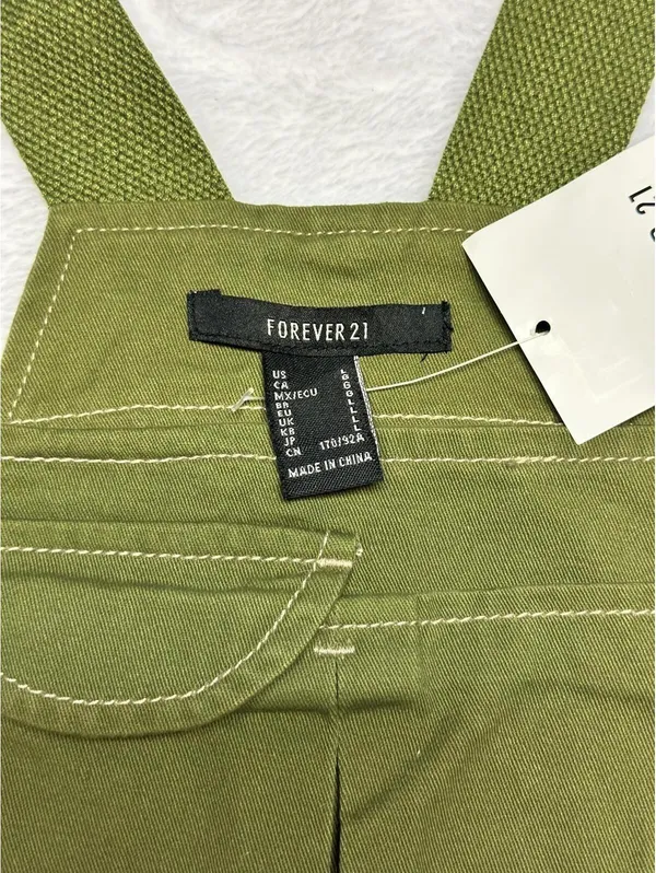 Forever 21 Olive Green Crop Overalls Top - Image 2