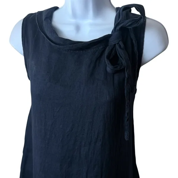 Unbranded‎ 100% Linen Made In Italy Tie Neck A-Line Dress Resort Travel Luxury S - Image 3