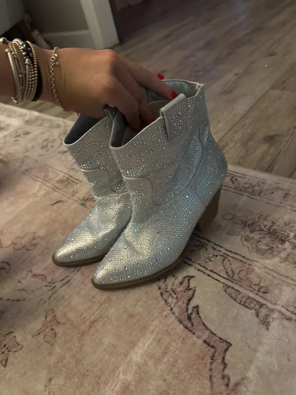 Rhinestone cowgirl booties Silver Size 8 - Image 2