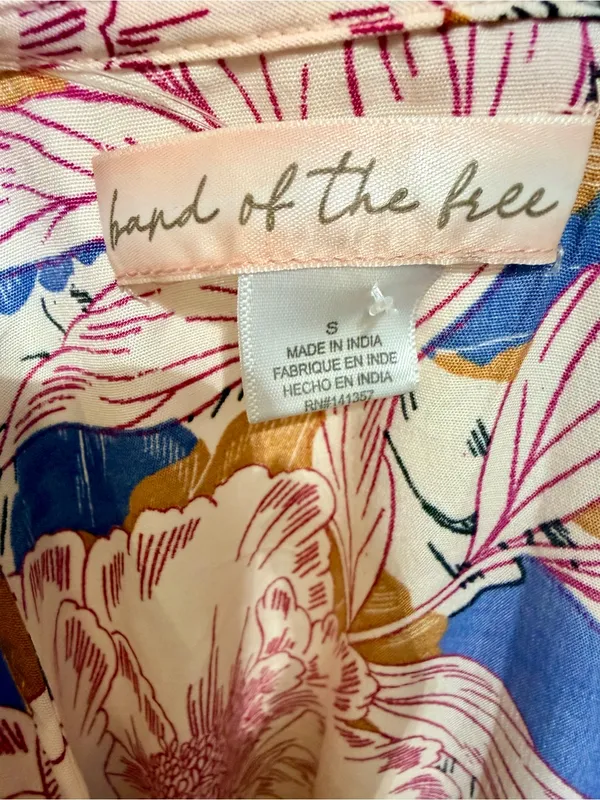 Band Of The Free Free People Blouson Mini Floral Multicolor Short Sleeve Dress S - Image 13