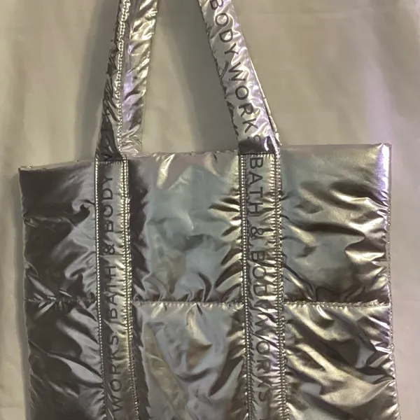 Bath & body Works Silver metallic Tote Bag - Image 2