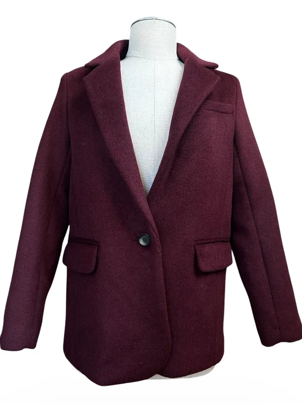 Abercrombie Wool Blend Blazer Jacket in Burgundy Size Small Officewear Preppy - Image 2