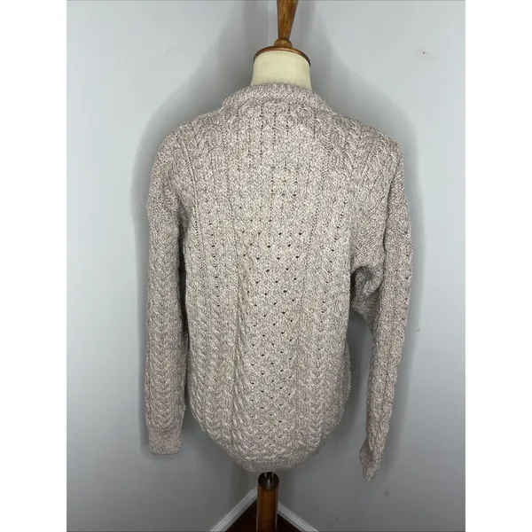 New‎ Womens Aran Craft Merino Aran Crewneck Sweater in Wicker Small - Image 3