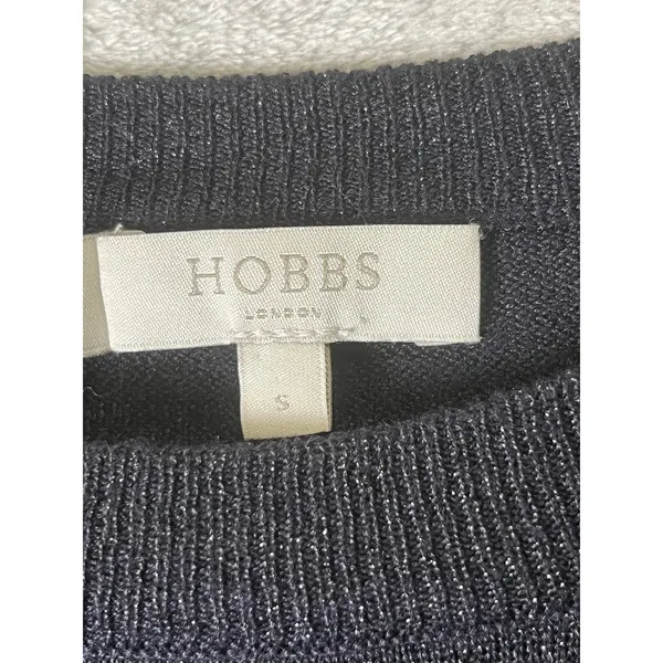 Hobbs London Black Glitter Star Crewneck Sweater Pullover Size Small Metallic - Image 5