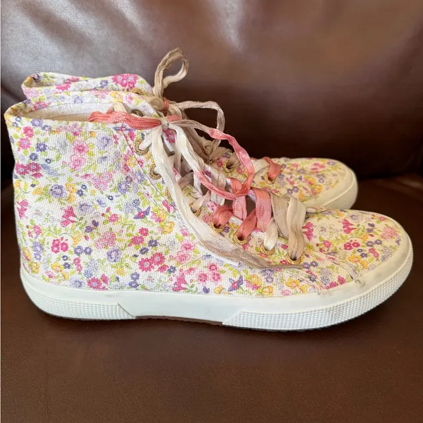 Love Shack Fancy X Superga Canvas Floral Hi Top Sneakers - Image 3