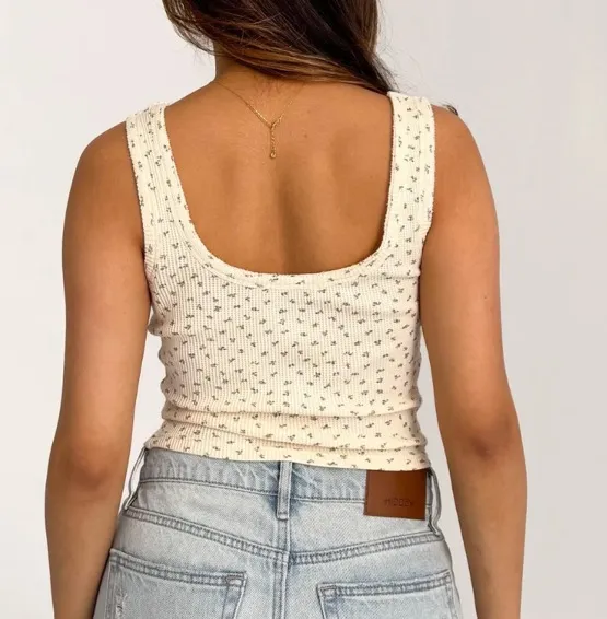 Floral grey bandit waffle tank - Image 9