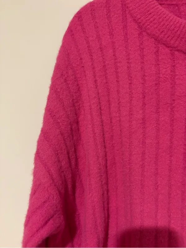 aerie buttercream Ribbed Crewneck Sweater Hot Pink size‎ medium - Image 4