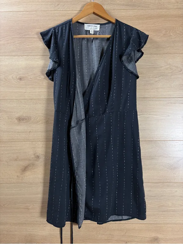 Anthropologie Black Mini Wrap Dress XS - Image 5