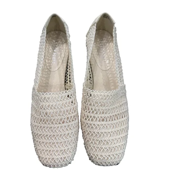 Vintage 90s Karen Scott Woven Mesh Ballet Flats Cream Stretch Loafers 7.5W NIB - Image 6
