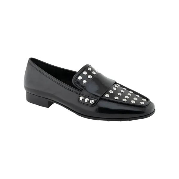 Aerosoles Womens Studded Tailored Loafer Faux Leather Black / Silver 8M - Image 8