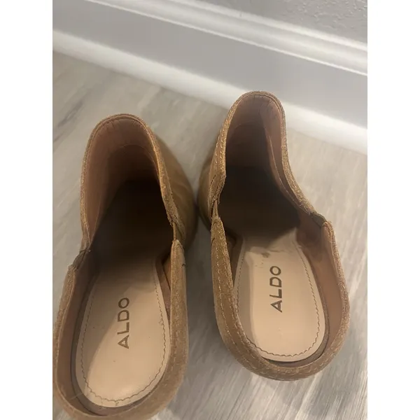 Aldo Women's Suede Brown Mule Slide‎ Bootie Block Heel 7.5 - Image 4