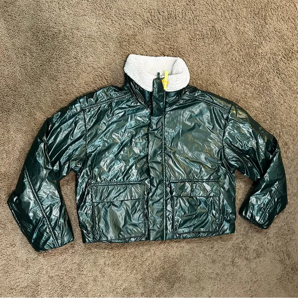 All in Motion Women’s Hooded Jacket Green Full Zip Sherpa Lined Size L NWT - Image 3