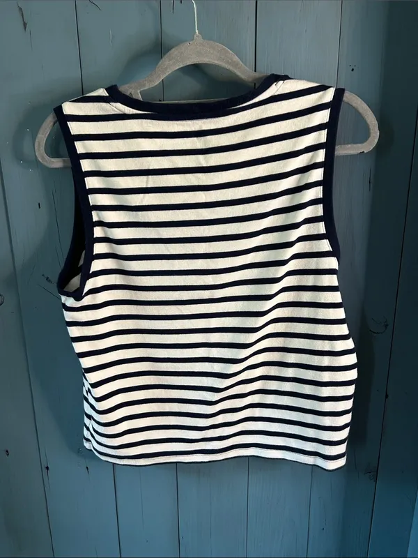 Gap Modern Tank Top Striped Sleeveless - Navy/White | Women’s Size XL - Image 4