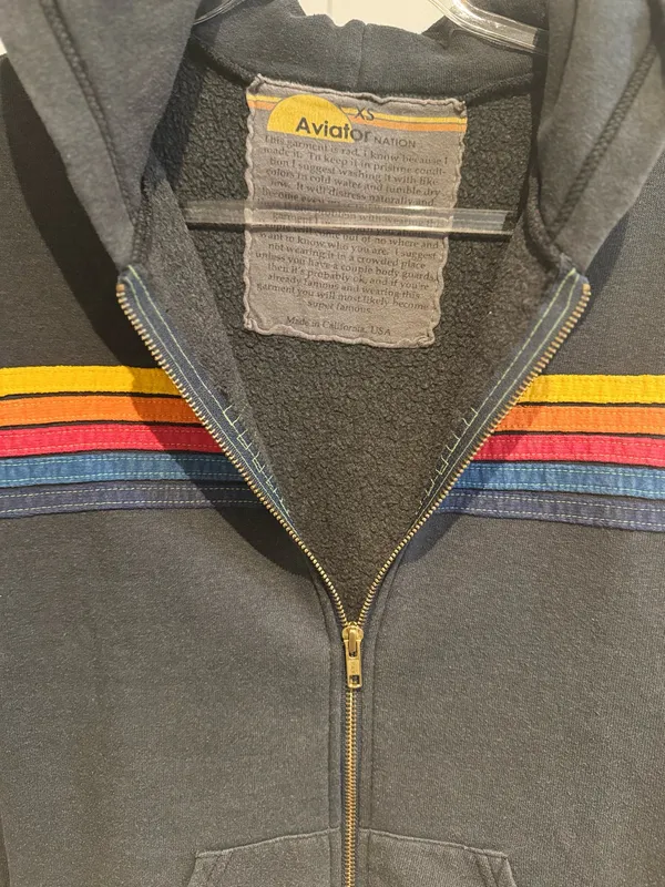 Aviator Nation 5 Stripe Hoodie & Sweatpants Set – Navy – Hoodie XS / Pants S – Preloved - Image 4