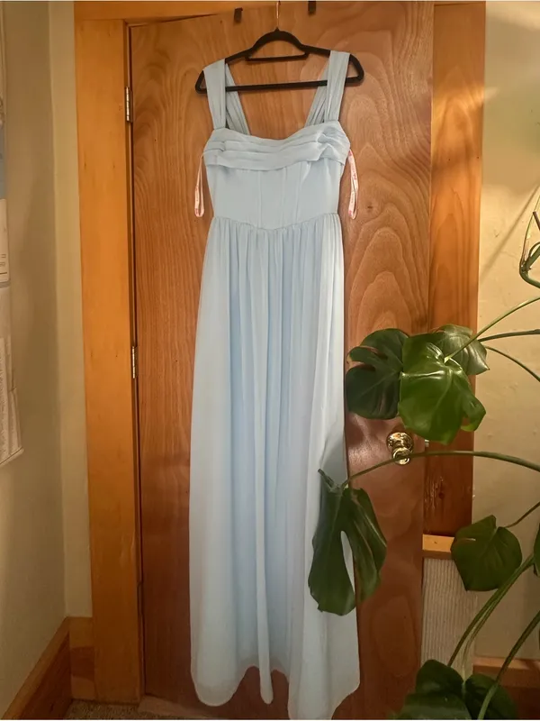 Azazie Sky Blue A-Line Corset Chiffon Dress (Barbie Collection) - Image 3