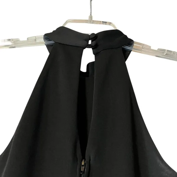 B. Darlin Maxi Dress Womens 6 Black Halter Beaded Chiffon Prom Formal Gown - Image 5