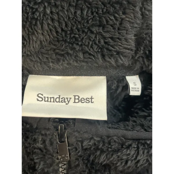 Aritzia Sunday Best Womens Black Faux Fur Long Sleeve Teddy Hooded Coat Jacket S - Image 5