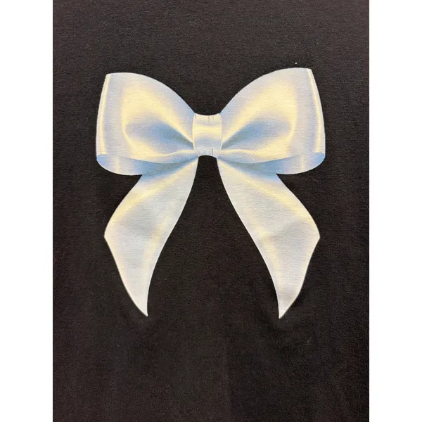 Edikted Navy Blue Baby Tee Blue Bow Graphic Short Sleeve Crop Top Small - Image 2