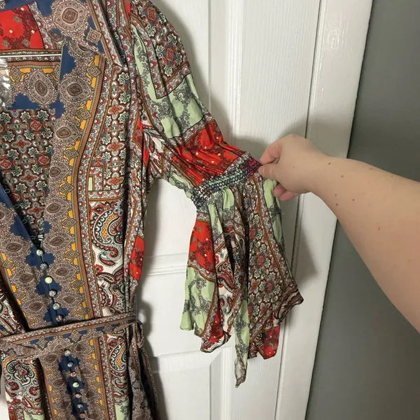Alice + Olivia Jaylen Mix Scarf Print Handkerchief Sleeve Maxi Dress S - Image 5