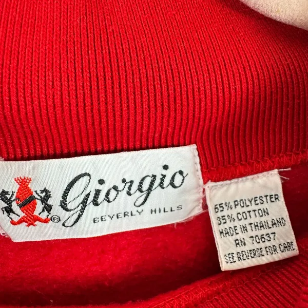 Giorgio Vintage 80s Cotton Blend Red Collared Embroidered Sweatshirt‎ Women's L - Image 4