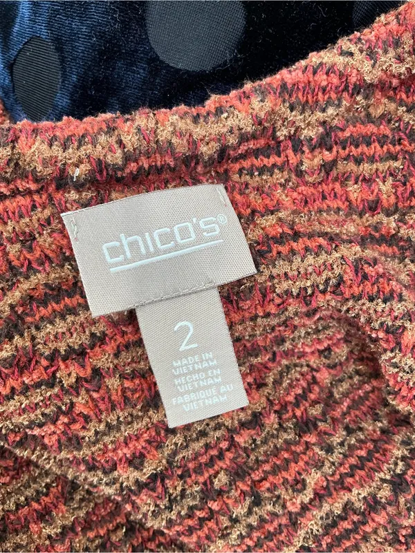 Chico's Frayed-Trim Open-Front Cardigan in Rust Mix - Image 9
