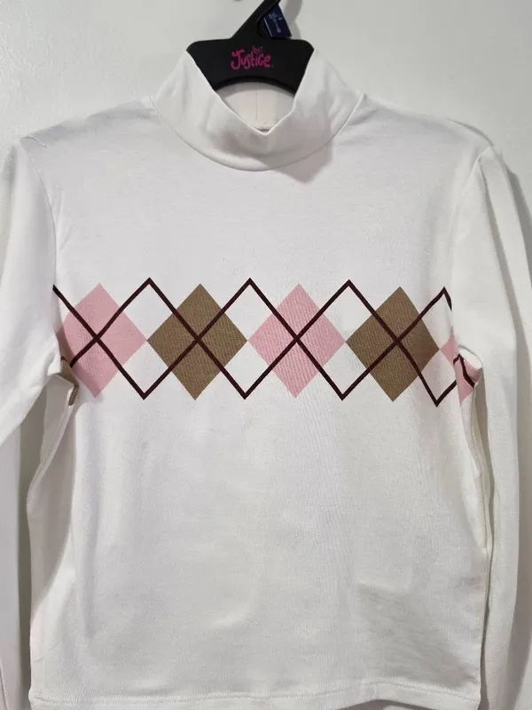 Hollister Argyle Long Sleeve Crop Top - White - Size S - 339-663-1111-108 - Image 3