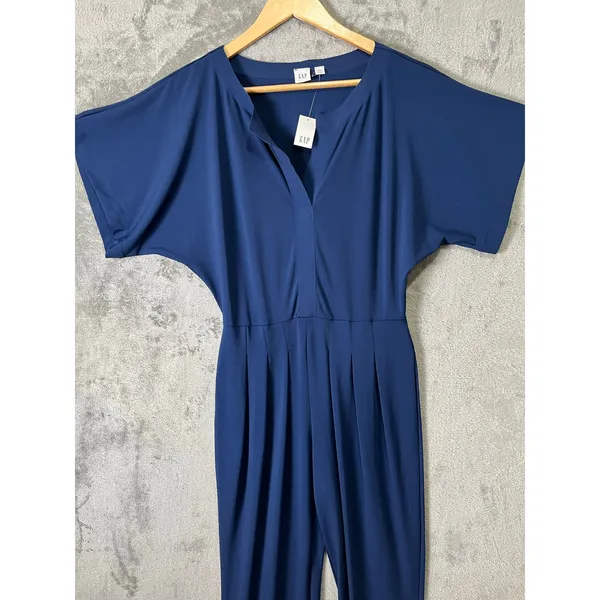 GAP Navy Kimono Sleeve Jumpsuit Relaxed Draped Fit Minimalist‎ Chic Size XS New - Image 3