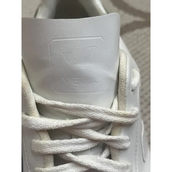 Veja V-10 sneakers all-white leather perforated toes lace.up sneakers, size 10 - Image 8