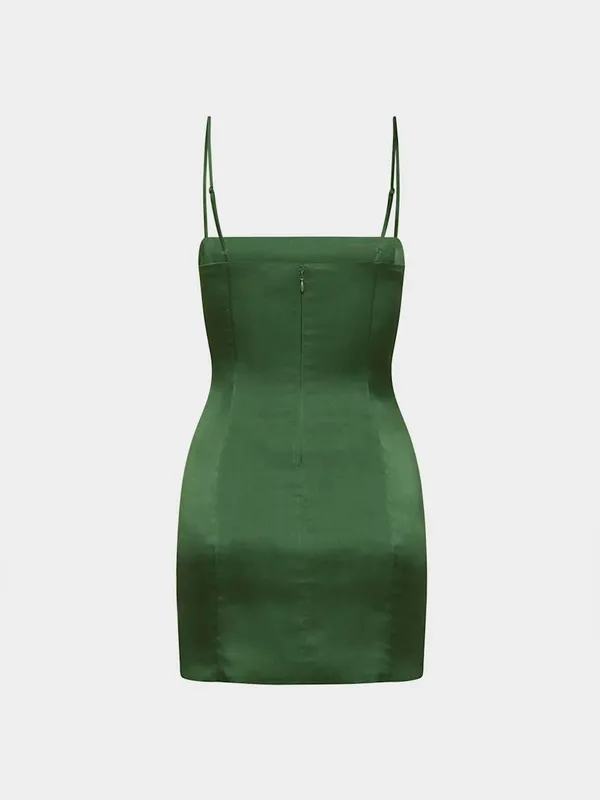 NWOT Sunday Best Shimmer Satin Dress - Emerald - 00 - Image 8