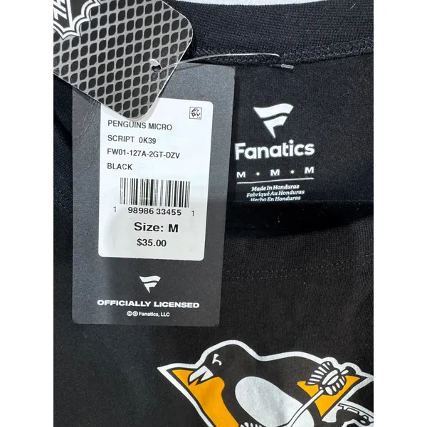Fanatics Pittsburgh Penguins Hockey NHL Script Graphic T-Shirt Women's Med Black - Image 5
