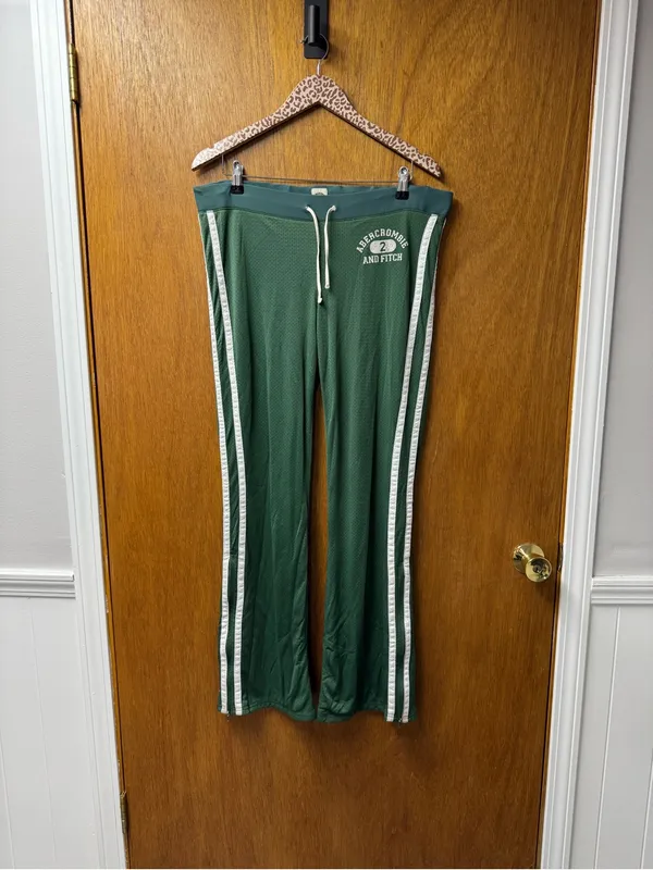 Abercrombie & Fitch A&F Vintage 2000s 90s Y2K Nylon Track Pants Green Medium - Image 15