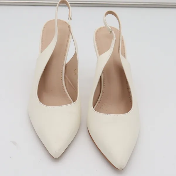 Unbranded Slingback Pumps Womens 8 Pointed Toe Stiletto Cream Faux Leather Good - Image 4