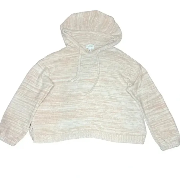 Soma WKND Women's Large Pink‎ Marshmallow Knit Long Sleeve Cropped Hoodie - Image 2