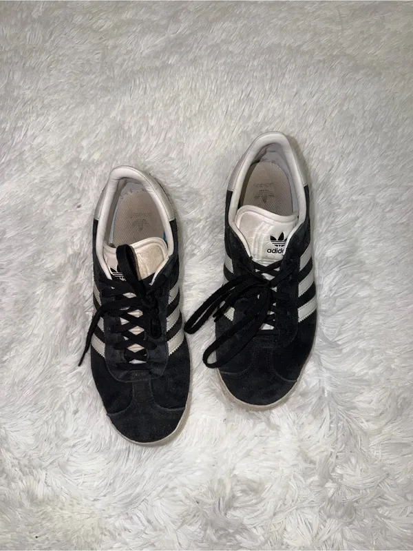 Adidas Gazelle Women's Black Suede Sneakers with White Stripes size 6 1/2 - Image 4