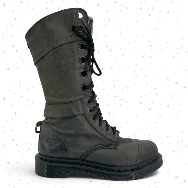 Dr. Martens Triumph Boots Leather Pirate Style Fold Down Tartan Plaid Lining 7 - Image 5