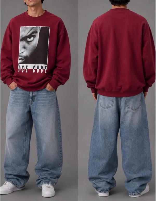 Vintage 90s Ice Cube Red Crewneck Sweatshirt - Image 2