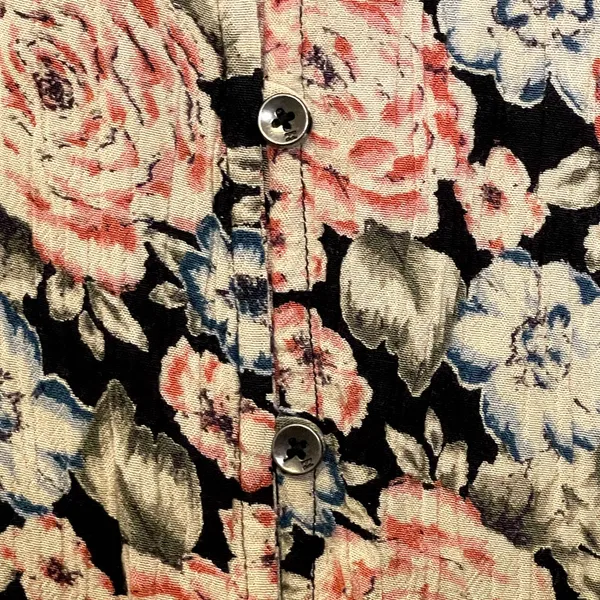 Billabong Button‎ Up Blouse Size Small Multi Color Floral Rayon Womens LS - Image 6