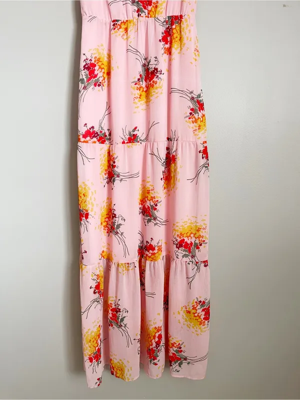 J. CREW | Pastel Pink Floral Spaghetti-Strap Maxi Dress Sz 00 - Image 6