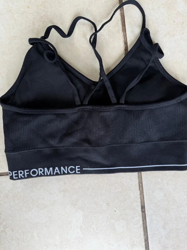Calvin Klein Black Seamless Ribbed V-Neck Logo Bralette - Image 2