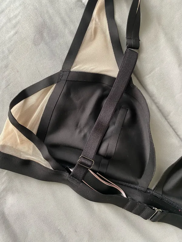 Victoria's Secret NWOT Bralette Plunge Black & Beige Mesh Size LARGE - Image 8