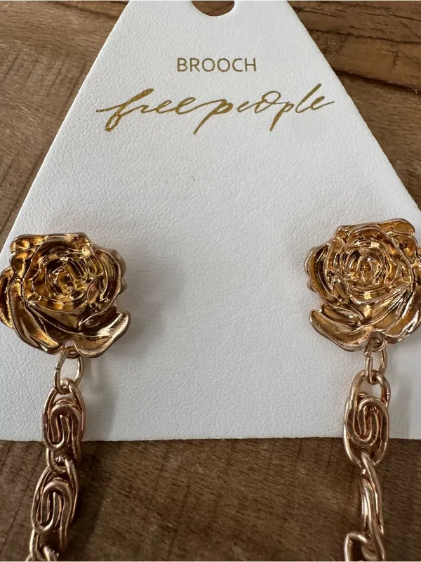 NEW Free People Gold Chancellor Star Pin Brooch Rose - Image 6