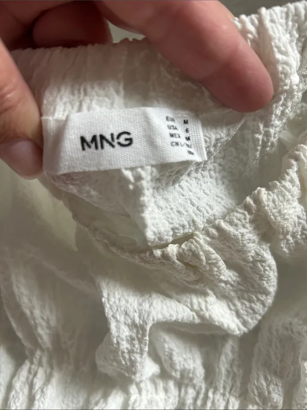 Mango White Textured Smocked Blouse - Image 2