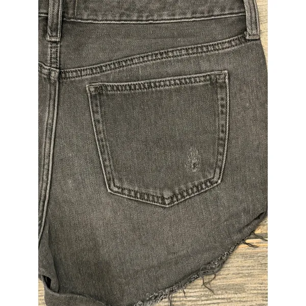 We The Free Free People Distressed Denim Shorts Washed‎ Black Size 31 Button Fly - Image 9
