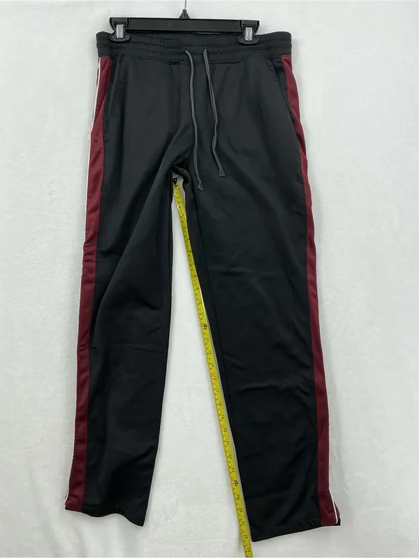 Free People Black Track Joggers with Burgundy Side Stripe 114 - Image 4