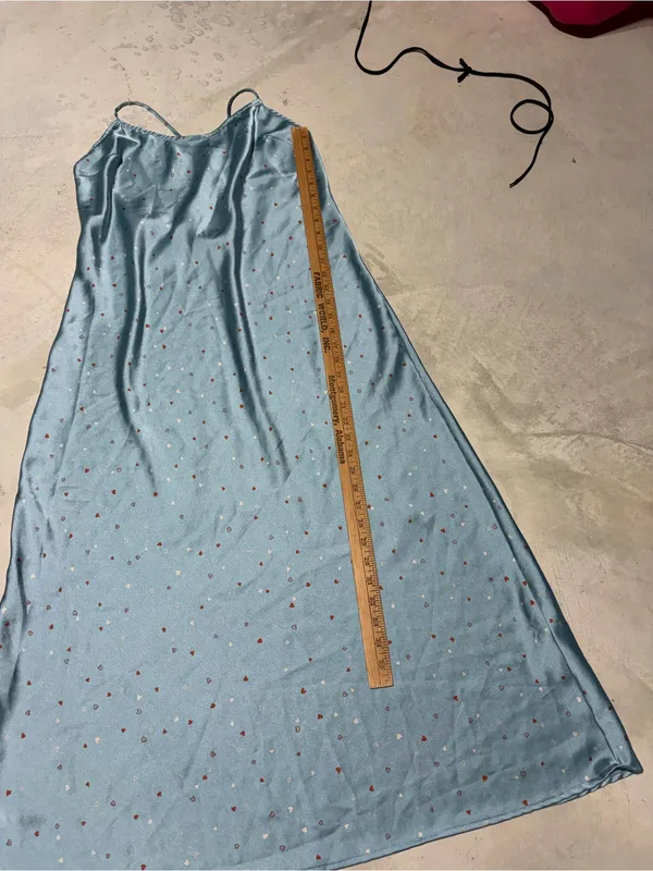 Free people intimately easy to love Light Blue Satin Slip midi Dress large - Image 3
