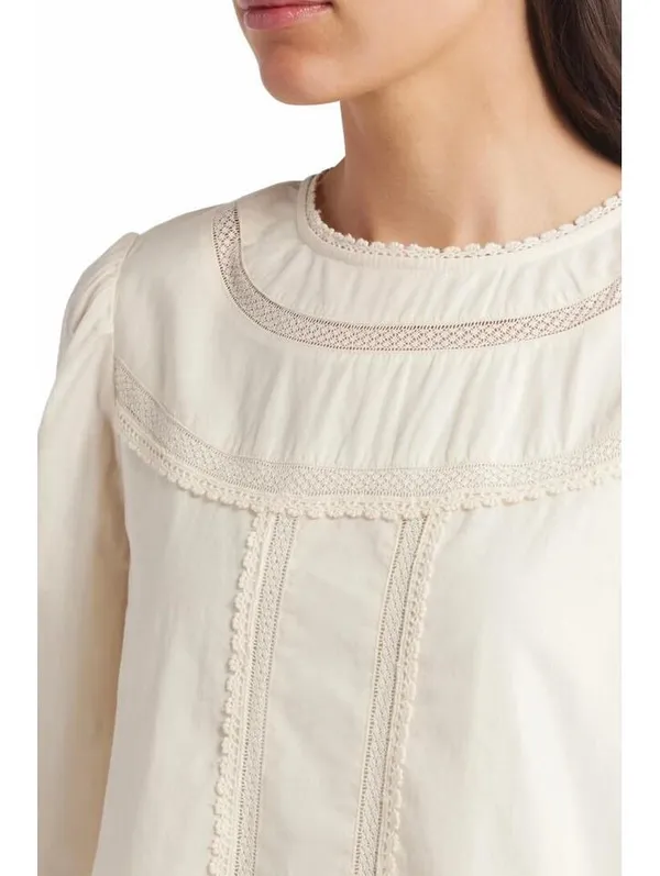 Treasure & Bond Lace Detail Long Sleeve Shift Dress NWT Ivory XS - Image 4