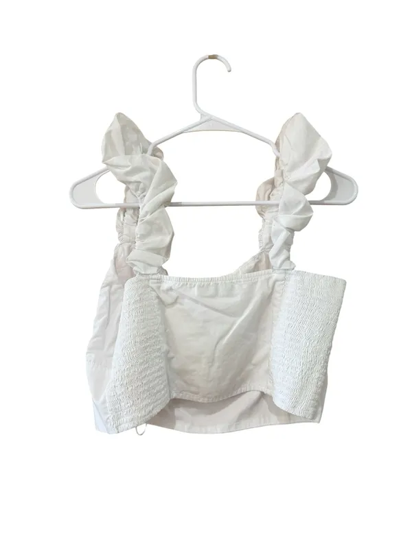 Abercrombie & Fitch White Ruffled-Strap Bustier Crop Top - Image 2