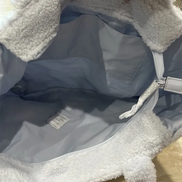 Victoria's Secret PINK Plush Teddy Faux Fur Tote Bag‎ Baby blue NWT - Image 6
