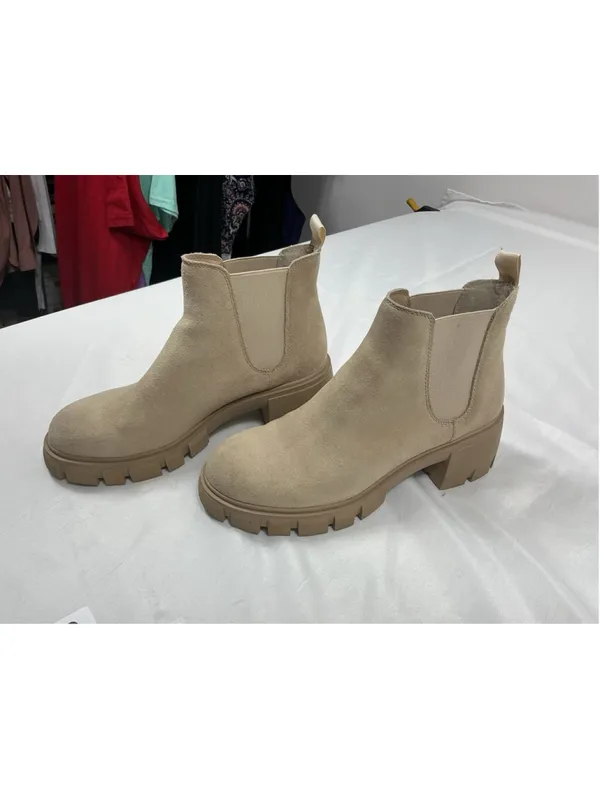 Womans Excellent Steve Madden Howler Pullon Ankle Boots Size 7.5 Beige - Image 3
